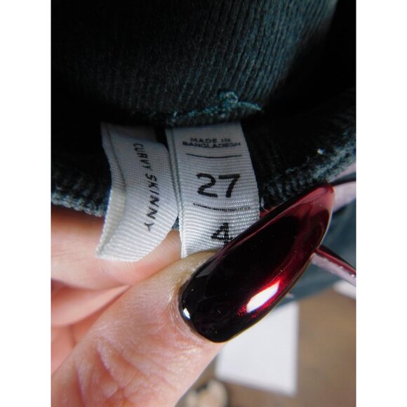 LOFT Curvy Skinny Corduroy Pants Dark Teal Stretch 5-Pocket 4/27 Wicca Vibe - Picture 10 of 12